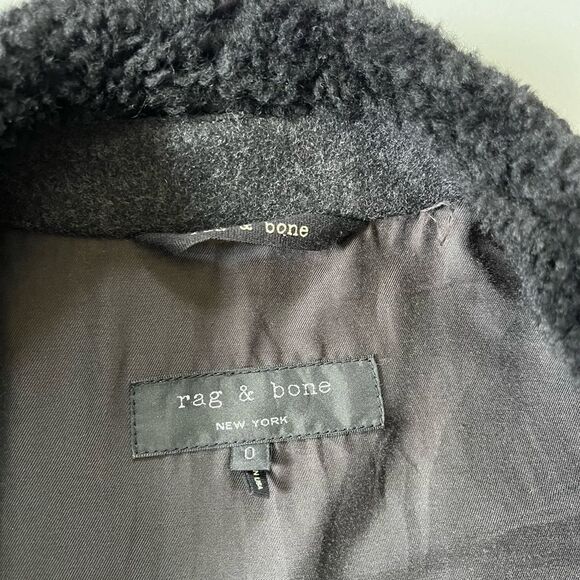 RAG & BONE Bowery Jacket Wool Shearling 0 - Picture 8 of 13